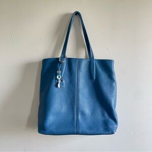 Tumi Carli North/South Blue Leather Tote